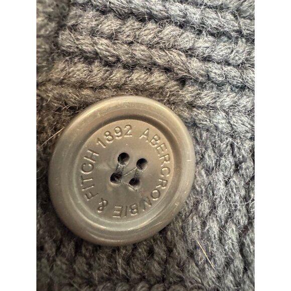 Abercrombie & Fitch Hand Knit Wool Sweater Large Gray Button-Up Nordic Pattern - Picture 4 of 5